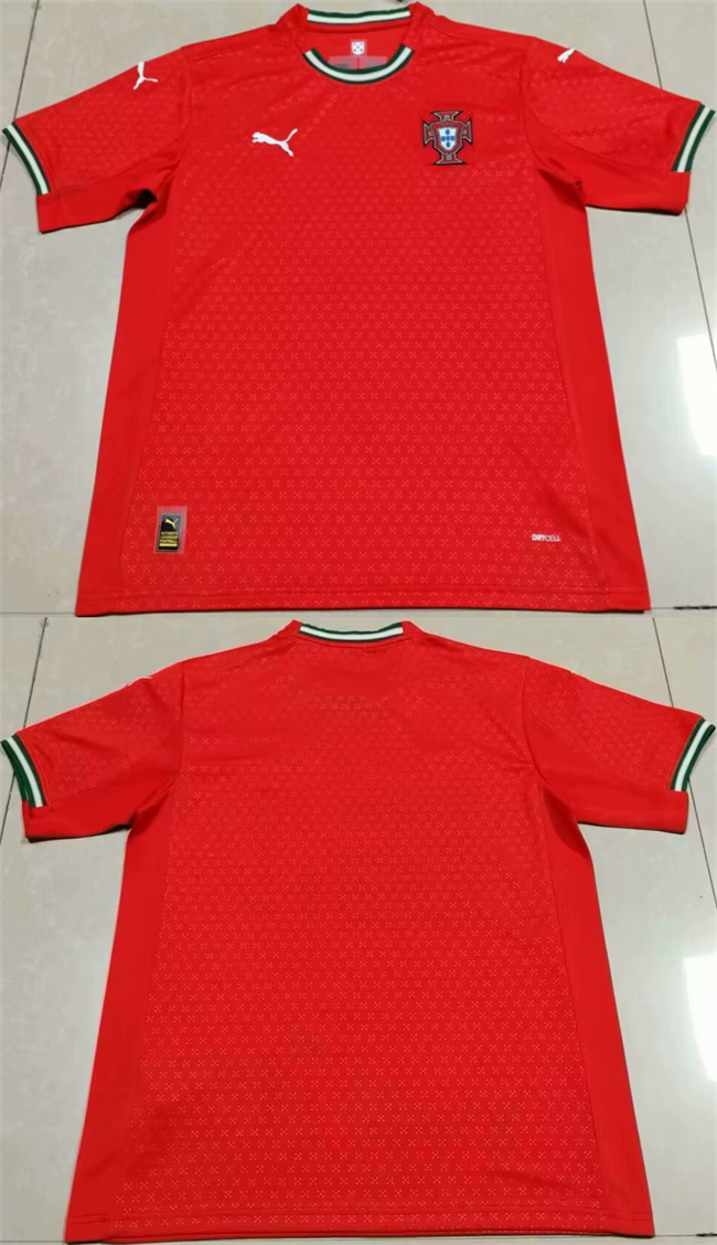 Men's Portugal Team Blank 2025 Red Home Soccer Jersey